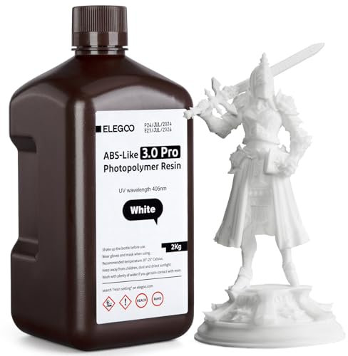 ELEGOO ABS-Like Resin 3.0 Pro, Harz für 3D-Drucker mit Höherer Kratzfestigkeit, 405nm UV Harz für MSLA/DLP/LCD-Drucker, Schnelle Aushärtung, Hohe Präzision, Nicht Spröde, Weiß 2000g