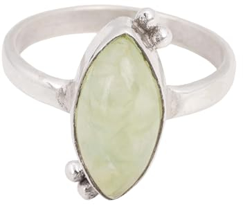 Prehnit Ring 925 Sterling Silber Ring Handgefertigte Edelsteinringe für Frauen (6.5)