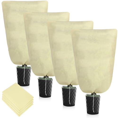 YTOPRO 4pcs Pflanzenschutz Winter 100x80cm Winterschutz für Pflanzen Draußen Frostschutz Pflanzen überwinterungszelt für Pflanzen mit Zugband für Winter und kübelpflanzen