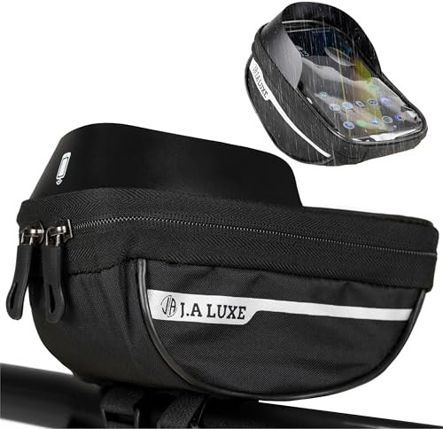 JA LUXE - Borsa Bici, Dimensioni Compatte, Borsa Impermeabile Per Bici, Con Parasole, Fascia Di Sicurezza, Nero