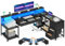 Coleshome Tavolo da Gaming con Luci LED RGB, Scrivania Angolare con 7 Cassetti e Ampio Spazio di Archiviazione, Scrivania a Forma di L Reversibile con 2 Prese, Nero, 179.5×135.5cm