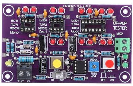 Operationsverstärker-Testmodulplatine, OP-AMP-Tester für Single, Double, Quad mit DC12V T2, Ideal für Elektroniktests und Experimente