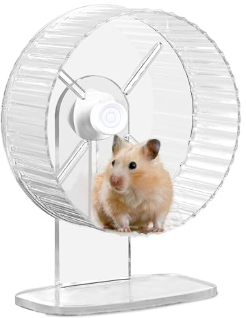 SUNOYA Roue pour hamster : roue silencieuse de 21 cm pour hamsters, gerbilles, souris - Super Silent, support réglable, transparent