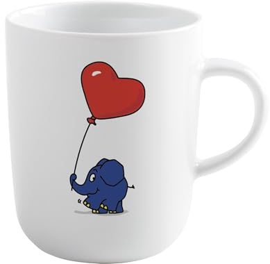 KAHLA DieMaus Becher 0,35 l Ballon Elefant | weißer Becher im Sendung mit der Maus Design