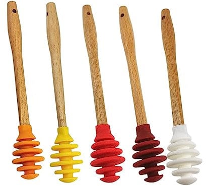 Alipis 5pcs Silicone Honey Dipper Sticks Non-Stick Stirring Spoons for Honey Pot Heat-Resistant Kitchen Utensils for Syrup Serving and Mixing