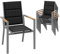 Devoko Gartenstuhl Set 6, Stapelbare Aluminium Esszimmerstühle, Maximale Belastung 160kg, Balkonstühle, Für Garten, Pool, Terrasse, Esszimmer, Gartenmöbel, Hellgrau & Holz