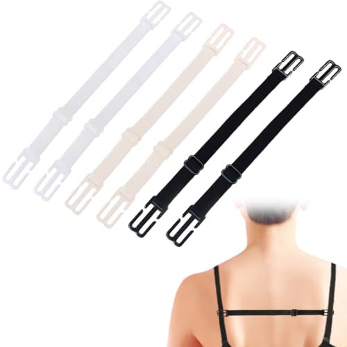 6 Pcs Spalline Reggiseno Trasparenti Antiscivolo, Allunga Reggiseno Regolabile, Spalline Reggiseno Elastiche per Abiti, Clip per Sostegno Comodo