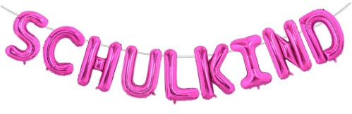 Schulkind Folienballon Pink, Einschulung Deko Luftballon Girlande Banner, 2025 Schulanfang Deko Einschulung Mädchen Junge, Hängende Schulkind Ballon für Einschulungsfeier, Schuleinführung Party Deko