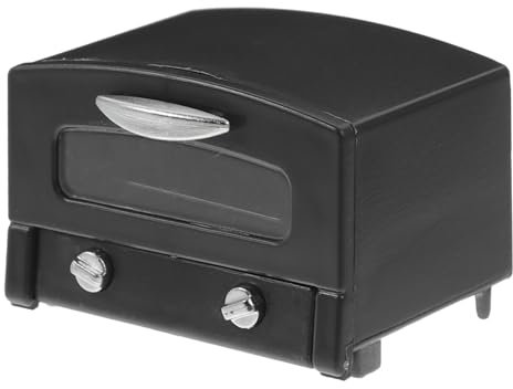 CHICAMPERA Puppenhausofen Mini-zimmerofen Kinderspielzeug Wohnaccessoire Mini-backofen- Simuliertes Küchenspielzeug Mini-backspielzeug Backen Mini-ofen Plastik Black