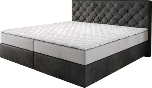 DELIFE Boxspringbett Dream-Great Mikrofaser Anthrazit Vintage 200x200 cm
