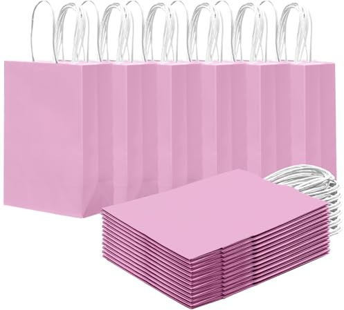Gcardist 24PCS kleine Geschenk-Tasche mit Griffen Bulk 8.3x6 x3Inch Geschenk-Taschen Rosa lila Taschen mehrere Verwendungen (15x8x21cm,kleine Größe)