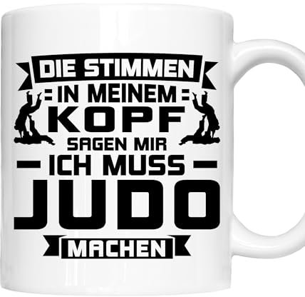 Judo Tasse | die Stimmen in meinem Kopf sagen mir ich muss Judo machen | Judo Geschenk Sport Judo Kicking Judo Fighting Kaffeebecher