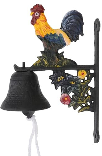 WJXFHTD Türglocke aus Gusseisen, Vintage-Stil, Wandmontage, Abendessenglocke für den Außenbereich, Garten, Veranda, Bauernhaus, rustikale antike Farbe, Huhn, Tier-Stil, Handkurbel, Glocke für Terrasse