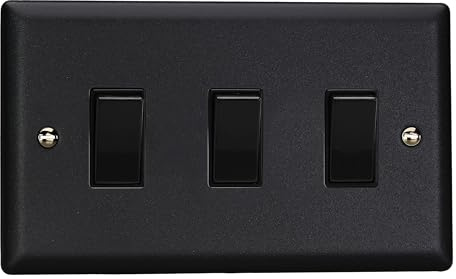 Varilight Triple Rocker Light Switch 2-Way Twin Plate - Urban Matt Black With Black Rockers, XY93B.MB