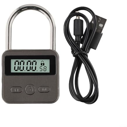 CWOQOCW Lucchetto temporizzato con timer digitale, funzione di temporizzazione 99 ore, con display LCD, lucchetto elettronico intelligente in metallo