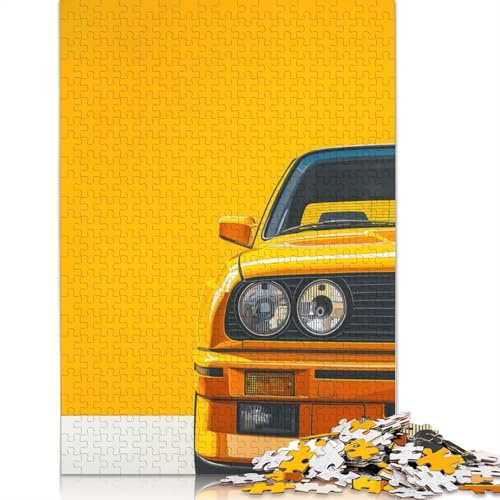 Gelbe BMW M3 E30 Papierpuzzle für Erwachsene, 1000 Teile Puzzles, rechteckige Puzzles, Weihnachtsgeschenke, Heimdekorationen und Spiele für Familien, 1000 Teile (38 x 26 cm)