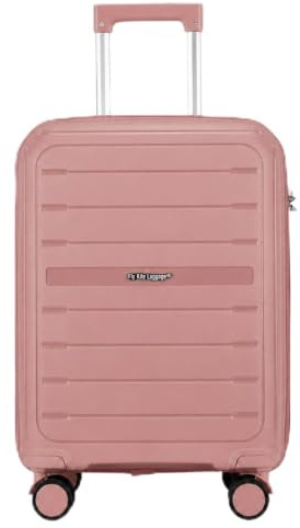 Fly Kite Luggage Carry On Cabin Suitcase 55 x 38 x 22 cm, 20 inch - 100% Polypropylene Hard Shell Aluminium Trolley Handle Real TSA Secure Lock 3 Digit 360° Smooth Wheels Lightweight Rose Gold