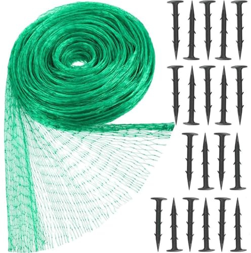 4m x 6m Vogelnetze Vogelschutznetz Engmaschig, mit 20 Schwarzen Erdankern (11 cm), Vielseitiges Taubennetz Balkon, Netz Garten für Früchte, Saatgut, Teichabdeckung, Pflanzenzaun und Erdbeer-Schutznetz