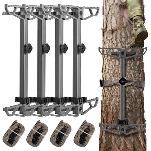 KiKooMall Climbing Sticks for Hunting,17.5 Lightweight Aluminum Non-Slip Climbing Sticks,Stackable and Bundled for Easy Portability,Suitable for Tree Stands, Branch Pruning, and Climbing Training