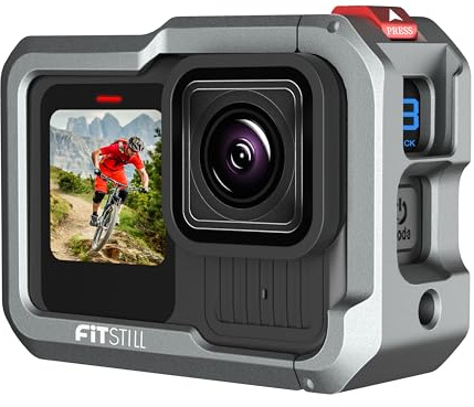 FiTSTILL Aluminum Cage Protective Housing for Go Pro Hero 13/12/11/10/9 Black with Cold Shoe Adapter, Base & Screws Go Pro Hero 13/12/11/10/9 Accessories