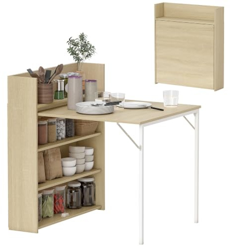 HOMCOM Esstisch Klappbar Küchentisch 78,5 x 91 x 93 cm Eiche