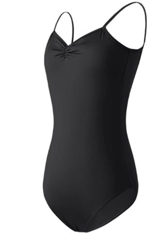 Damen-Ballett-Trikot Schwarz, ärmelloses Tanz-Trikot mit verstellbaren Trägern, Mädchen-Gymnastik-Trikots,Rückenfreier Turnanzug Tanz-Body Stretch-Tanzkostüme(Black,X-Large)