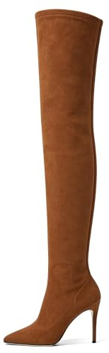 EDEFS Stivali Marrone in Camoscio con Tacco A Spillo 10 cm Ideali per Aggiungere Eleganza e Raffinatezza al Tuo Look Serale Marrone EU41