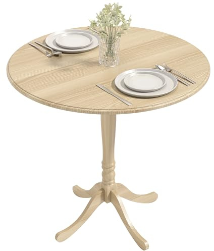 HOMCOM Table à Manger Ronde pour 4 Personnes Ø 80 cm Bois Naturel