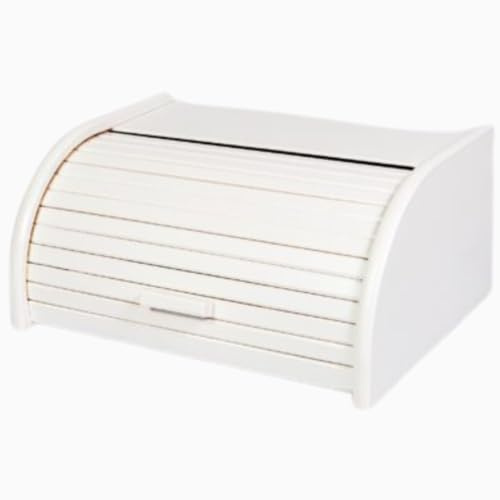 FORTENA Brotkasten Holz Weiß Groß Rollbrotkasten Buchenholz 40 x 29 x 18 cm