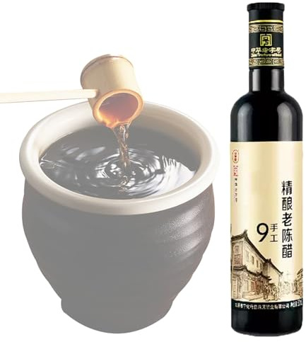 Vinaigre Chinois Extra-mûr Vieilli 10 Ans (9°), Condiment Noir Traditionnel du Shanxi, Idéal pour les Raviolis et les Plats Mijotés