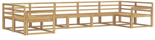 vidaXL Outdoor-Sofagarnitur 7 pcs Weiß Massivholz Akazie, Modernes Ecksofa-Set, stylische Gartenlounge, Möbel für Terrasse, wetterfest am Pool