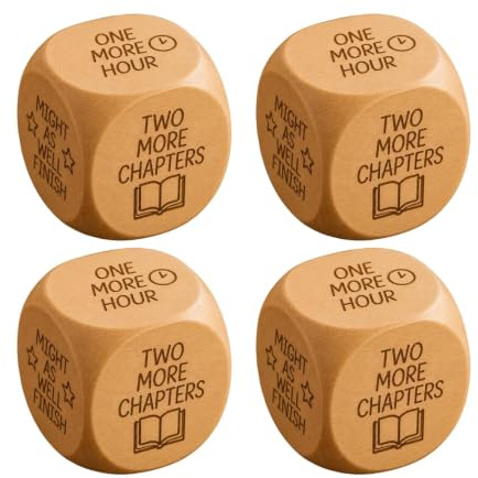 Dadi per decisioni di lettura in legno - Regali per gli amanti dei libri, divertente strumento per la scelta del tempo di lettura, cubo di gioco a 6 facce per routine di lettura (4pcs)