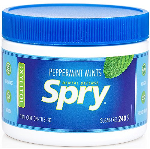 Spry Xylitol Pfefferminz Mints – Zuckerfreies Bonbon zur Unterstützung der Mundgesundheit, regt Speichelproduktion an, bekämpft Mundgeruch, Non-GMO, glutenfrei, 240 Count (Pack of 1)