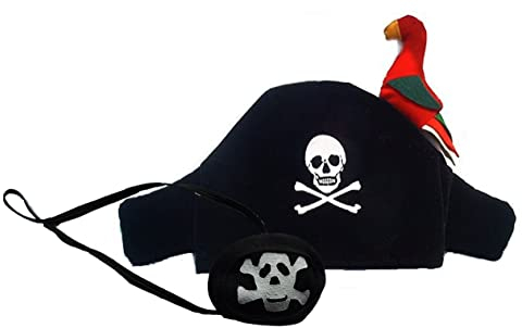 BestSaller 1322 Piraten-Hut mit Papagei und Augenklappe (1 Stück)