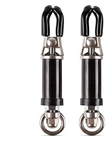 Rimba Bondage Play Brustklammern (per Paar), Schwarz/Silber, 7,8xØ 1,4 cm