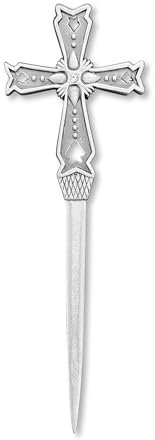 GiftsOGifts Brieföffner, Kreuzform, Vintage, Zinn, Metall, Brieföffner, offener Schlitz, silberfarbener Handbrieföffner (Kreuz mit Aussparungen)