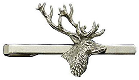 Pince à cravate en forme de tête de cerf en étain moulé à la main, Étain, Sans pierre