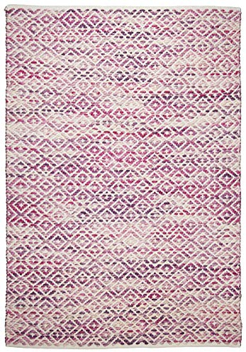 TOM TAILOR Handwebteppich | beidseitig verwendbar | nachhaltige, ungefärbte Schurwolle und Baumwolle |160 x 230 cm; Farbe: Fuchisa Pink Beige Smooth Comfort
