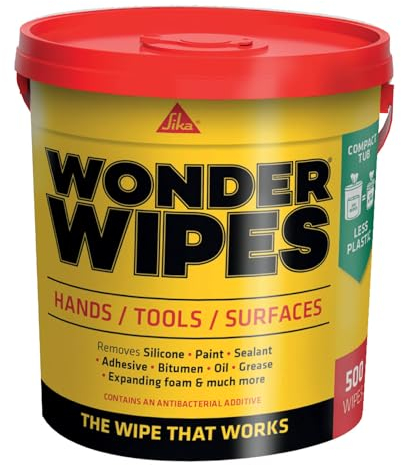 SIKA - Wonder Wipes Multi-Use Cleaning Wipes for the Building Trade - Specially Formulated to Clean Hands, Tools and Surfaces - 500 Wipes