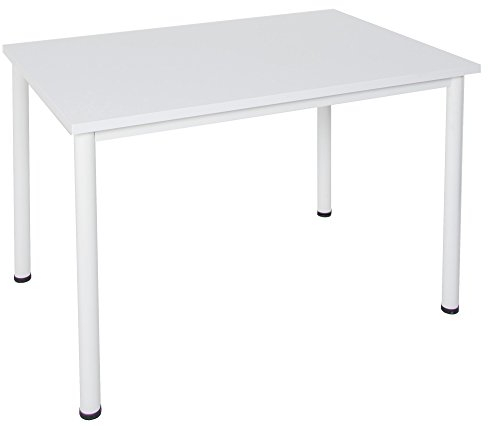 Dila GmbH Schreibtisch/Besprechungstisch in verschiedenen Größen und Farben weißes Metallgestell Konferenztisch Arbeitstisch (B: 160 cm x T: 80 cm, Weiß)