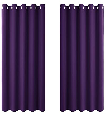 PONY DANCE Purple Blackout Curtains with Bedroom - Home Decor Thermal & Light Blocking Curtain for Room Darkening & Privacy Protected Extra Wide for Kids Nursery, 2 Panels, W 66 by D 54 Inch