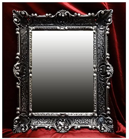 Lnxp WANDSPIEGEL 56X46 cm BAROCKSPIEGEL Spiegel IN SCHWARZ Silber DUALCOLOR M2 Renaissance OPULENTER PRACHTVOLLER Nostalgie ANTIK BAROCK REPRO BAROCKSTIL 50SP