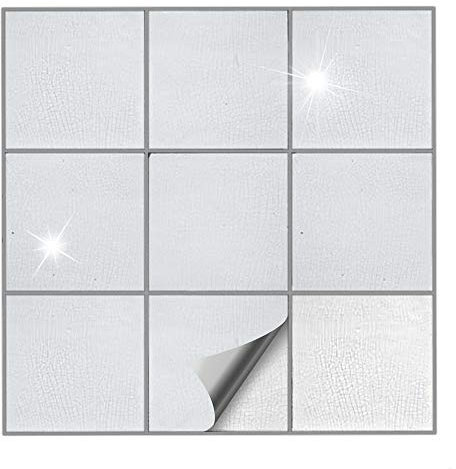 Kiwistar Fliesenaufkleber Transparent Glänzend - 20 x 20 cm - 1 Stück - Klebefliesen Fliesenmuster Stickerfliesen Wandfliesen überkleben - selbstklebend für glatte Flächen