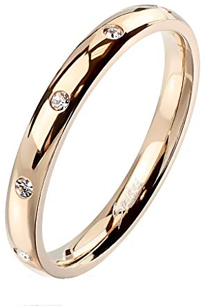 Paula & Fritz® Damen-Ring glänzend 3mm Zirkonia Silber Gelb-Gold Rosé-Gold Bunt Freundschafts-Ring Partner-Ring Edelstahl 316L R-M6822R_90