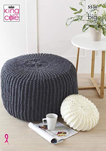 King Cole 5536 Knitting Pattern Poufs and Cushions in Big Value Big
