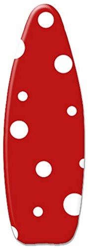 ViviJane Bügelbrettbezug, Weiße Flecken, Roter Hintergrund, Glattes Tuch, Schrumpfen der Kordel, 120x40cm, Extra Groß XL