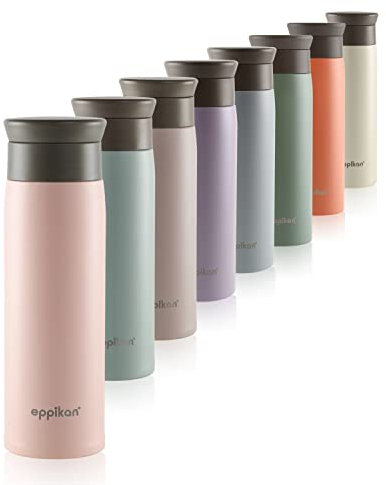 eppikan eppiToGo Edelstahl Thermobecher- Isolierbecher, Kaffee-to-go Becher, 350 ml, 500 ml Travel Mug, Autobecher, auslaufsicher mit hygienischer 360°-Trinköffnung (Powder Pink, 500 ml)