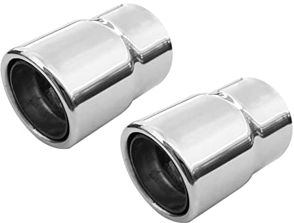 2x Auspuffblende Endrohr Auspuff Universell Schalldampf Doppelendrohr Sport Sportauspuff Blende Satz Edelstahl Rund bis 50mm Chrom AutoHobby