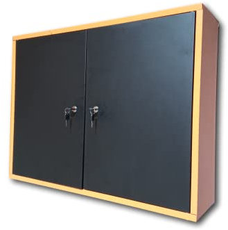 MetallMOBELL- MB002 Wandschrank aus Metall, 80x60x20 cm, 2 Schränke mit Schloss und Schlüssel, Regal und Flanellplatte (Orange/Schwarz)