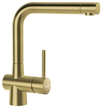 Schock 517000WGO Küchenarmatur LAIOS Whitegold hochdruck Armatur mit Festauslauf und Standard Norm-Anschlüssen, White Gold